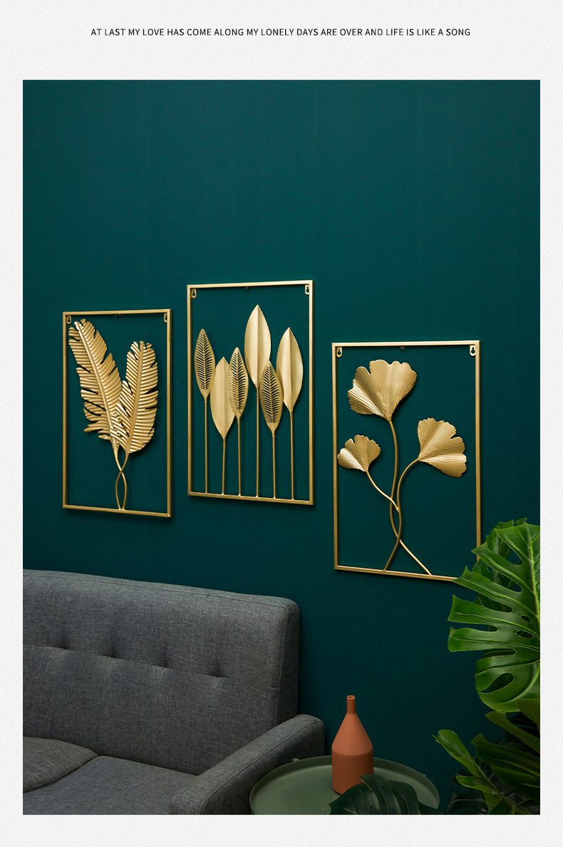现代客厅墙面装饰金属叶子壁挂电视机沙发背景墙玄关房间墙壁挂饰详情10