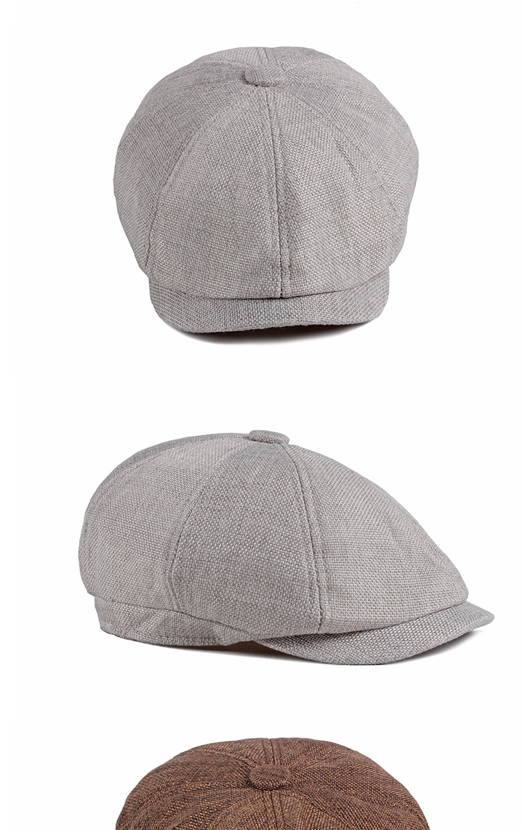 Octagonal hats for men, thin and breathable faux linen caps for spring and summer, British retro casual berets for children pic 11