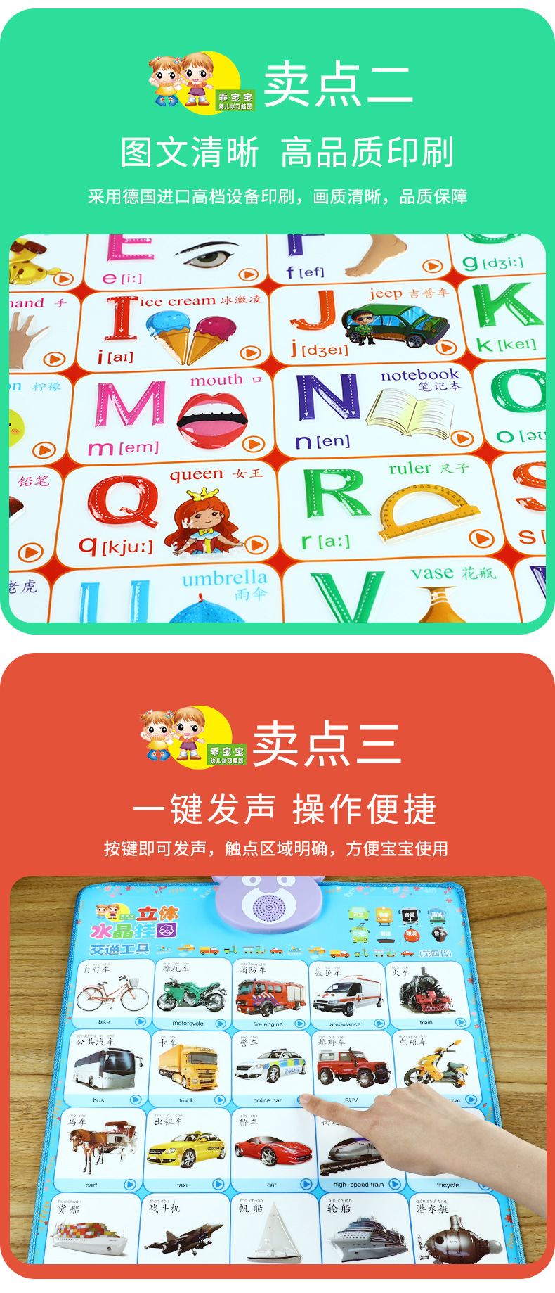 早教婴幼儿童有声挂图启蒙玩具语音发声拼音字母点读发声书点读本详情9