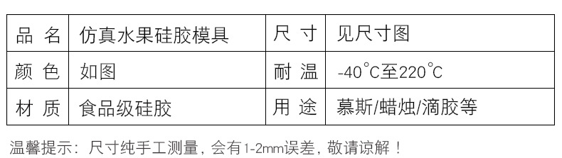 仿真水果硅胶模具柠檬香蕉山竹草莓蓝莓diy香薰蜡烛手工皂模具详情12
