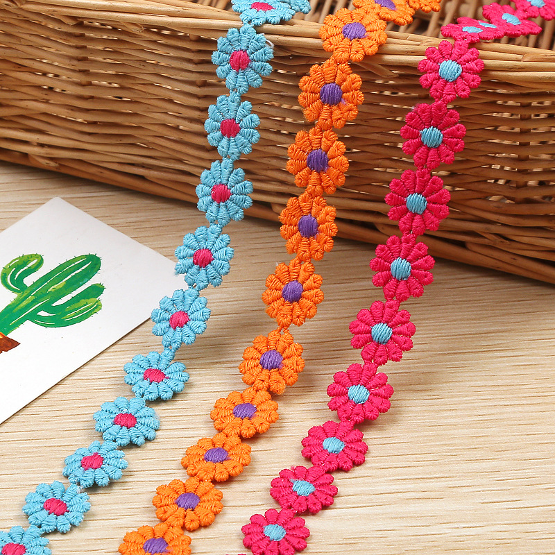 Milk thread colored water-soluble lace, 11-petal lace, handcrafted versatile embroidered lace, DIY making, available in stock pic 6