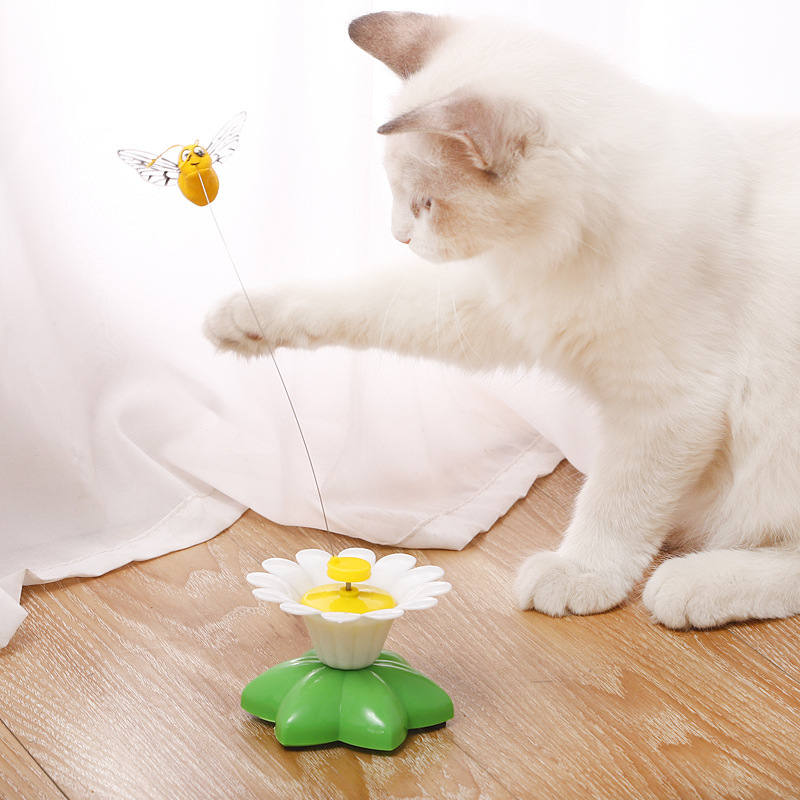 厂家现货批发趣味智能自动旋转逗猫器 飞舞小鸟蝴蝶绕鲜花猫玩具详情49