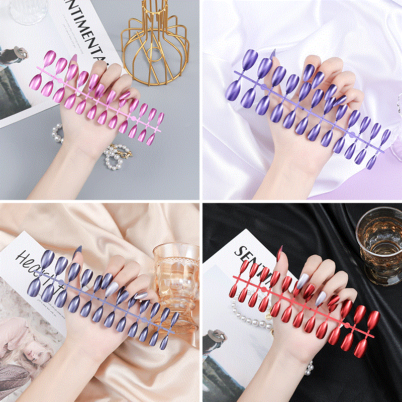 Matte frosted nail patches, fake nails, 24-piece strips, wearable nail tools, nail plates with a frosted texture pic 3