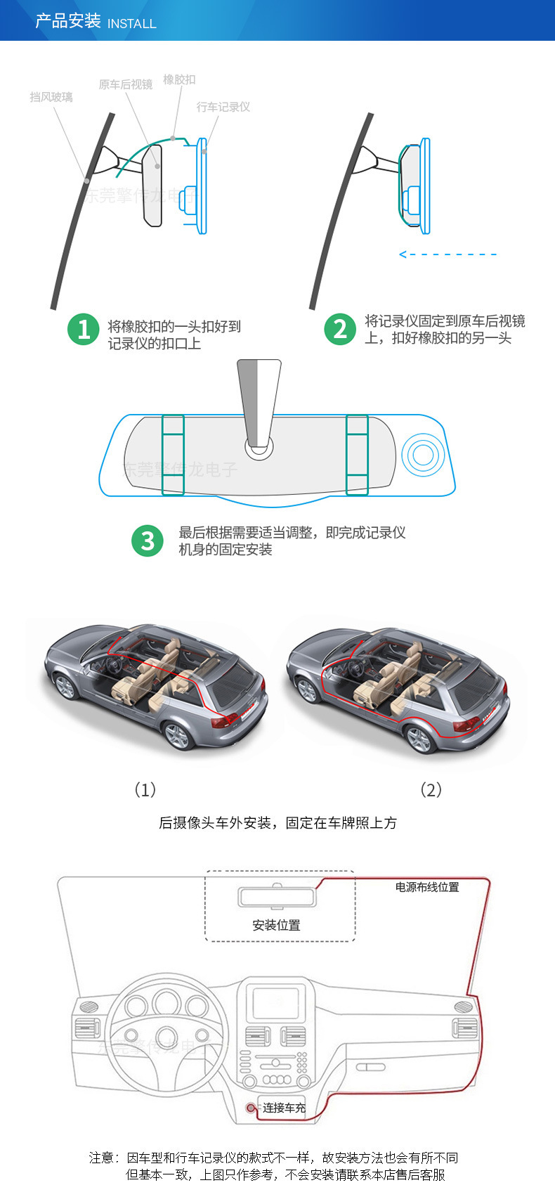 后视镜5寸2.5D触摸行车记录仪高清1080P星光夜视双镜头带倒车影像详情20