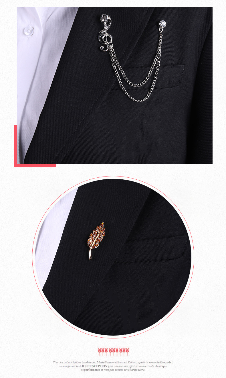 音符链条胸针女气质百搭别针简约时尚挂件衣服配饰西装带链胸饰详情8