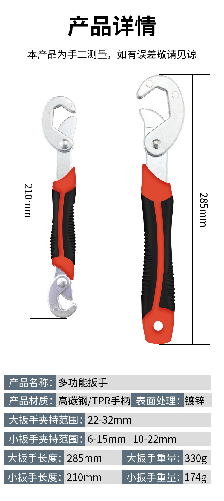 Multi-functional wrench, pipe wrench, adjustable wrench, quick adjustable wrench, bathroom adjustable wrench, running around hardware tools pic 8