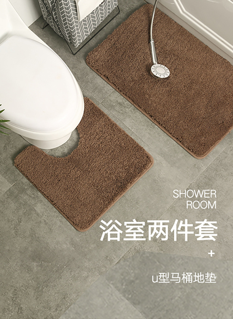 New carpet floor mat, bathroom solid color toilet mat, two-piece set, bathroom anti-slip foot mat, absorbent door mat, one-piece delivery, cross-border export, imitation wool floor mat, sofa, irregular living room, Nordic plush, long wool beside the bed, ins style pic 6