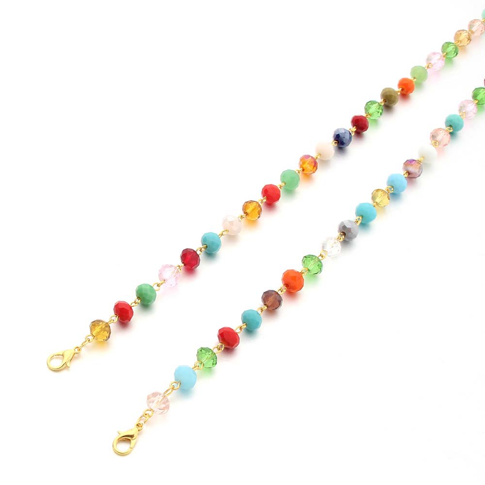 Factory direct sales of mixed-color crystal beads, handcrafted curved needle mask chain, crystal bead necklace, anti-drop and anti-fall necklace, lobster clasp pic 8