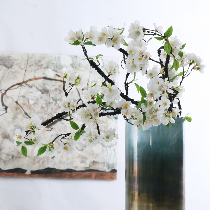 Red plum blossoms, artificial flowers, large foam branches, cherry blossoms, silk flowers, soft furnishings, home decoration, scene arrangement, artificial plants, ecological beautification of space pic 12