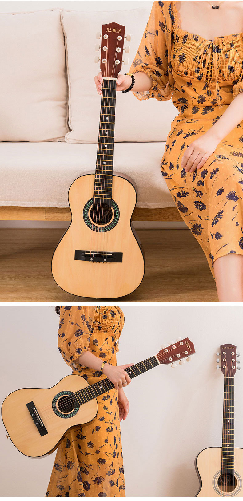 A complete set of 30-inch and 36-inch rounded corner acoustic guitars for students, beginners, and novice acoustic guitars to start practicing pic 19