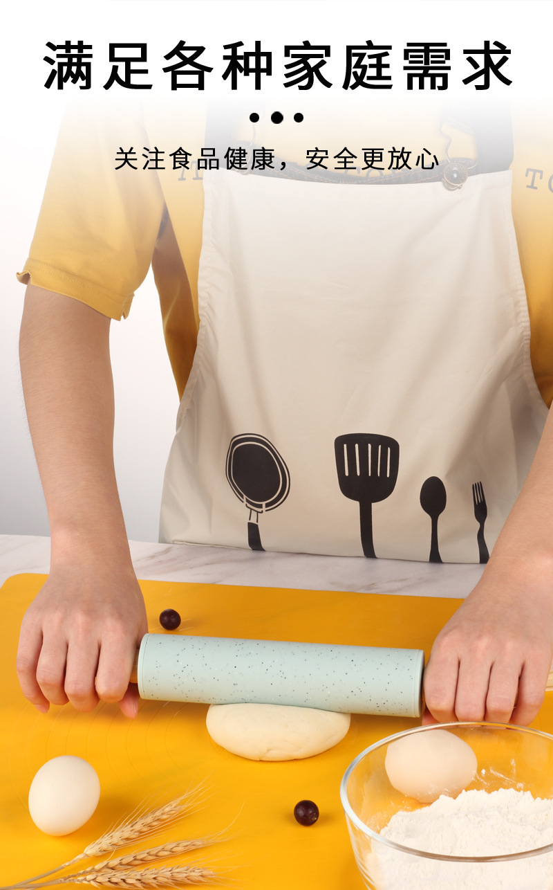 实木擀面杖不沾面擀面棍厨房用饺子皮神器家用硅胶手工烘焙工具详情6