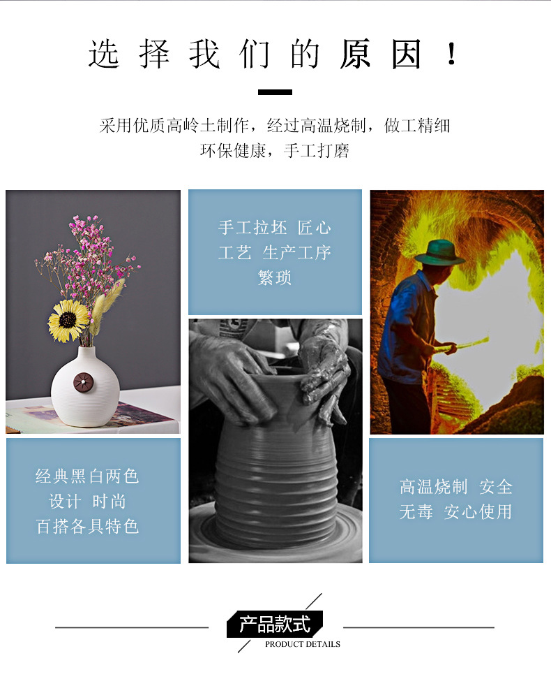 2026 Modern and simple ceramic vase, creative threaded Pothos hydroponic flower vase, Nordic home dried flower arrangement decorative item pic 7