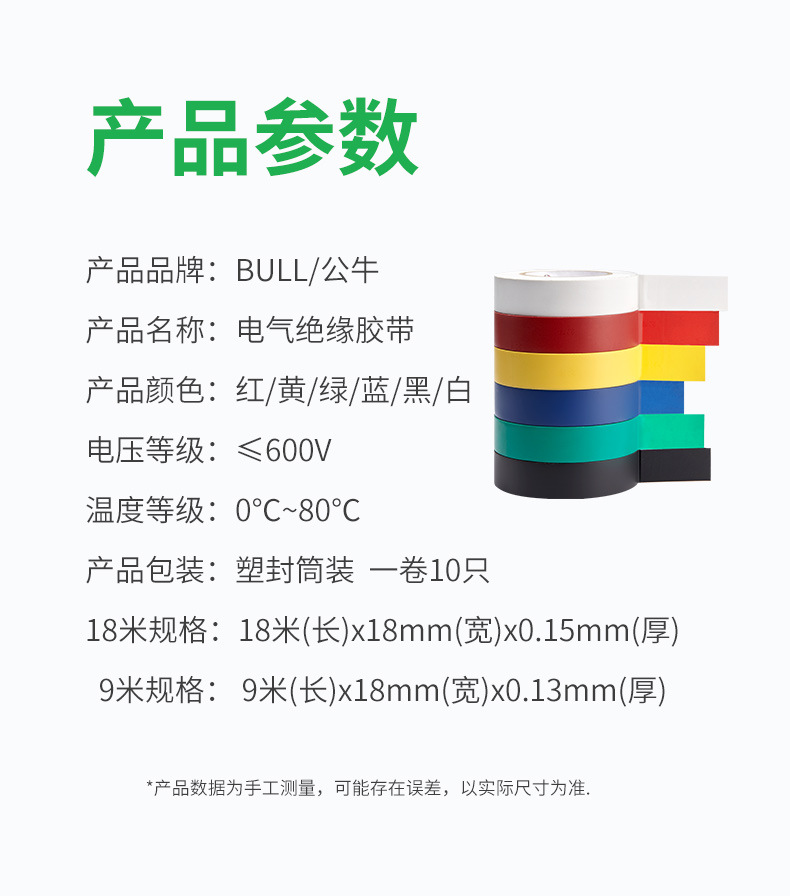 公牛电工胶带PVC电气阻燃耐高温防水电胶布9m18米黑绝缘胶带批发详情13