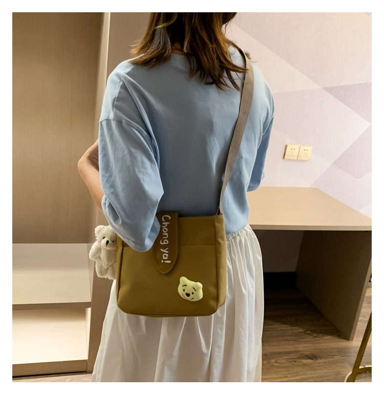 Summer new canvas bag for women, Korean-style teenage girl single-shoulder bag, ins crossbody small square bag, cute girl bag pic 31