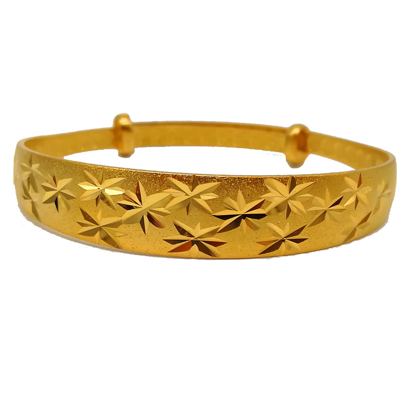 经典镀金满天星磨砂款手镯跑江湖地摊热销货源女士大号沙金手镯详情6