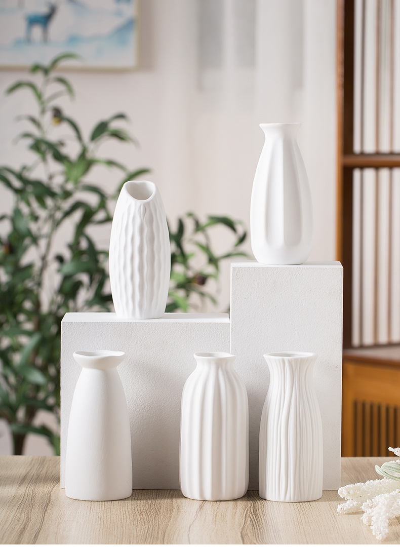 2025 Frosted unfired white ceramic small vase Mini Creative and simple living room home flower arrangement and dried flower decoration piece pic 9