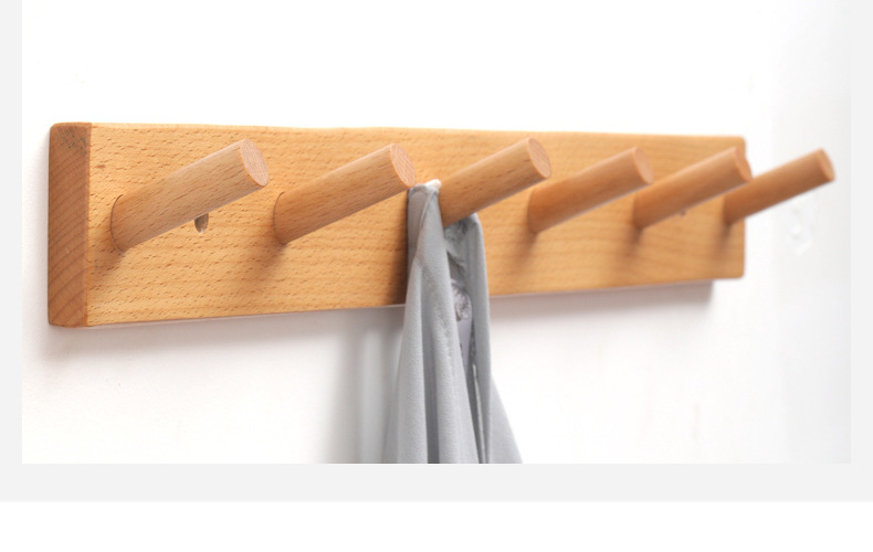 Wholesale of solid wood hooks for clothes hanging racks, no need for drilling, no marks, strong clothes hanging hooks, wall wooden wall wardrobe adhesive hooks pic 15