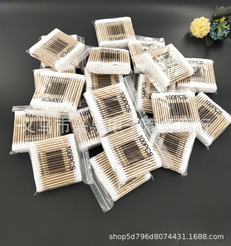【 Zone 1-8 】100 heads 【 Foreign Trade Cotton swabs 】20/ pack 480/ box Factory direct supply 100 bagged cotton swabs, wooden swabs, disposable double-headed cotton swabs, cotton swabs, degreased cotton swabs, 1 yuan pic 6