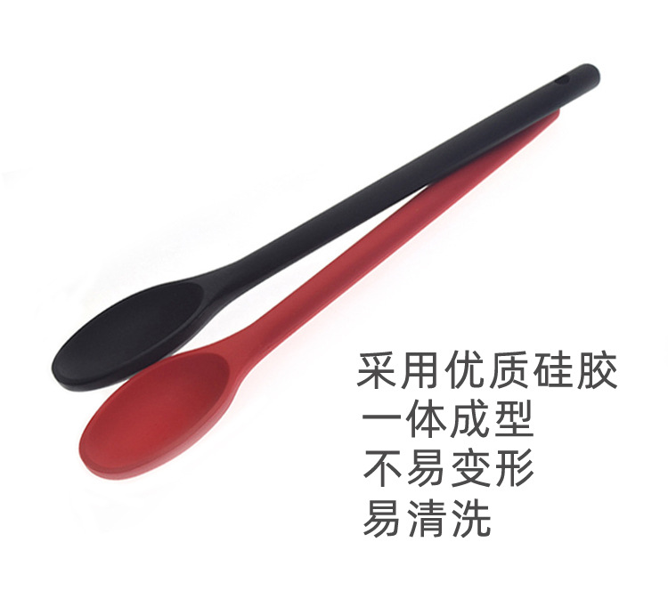 In-stock kitchen tools, solid color, extended handle, large silicone salad, denser silicone spoon, large and denser pic 6