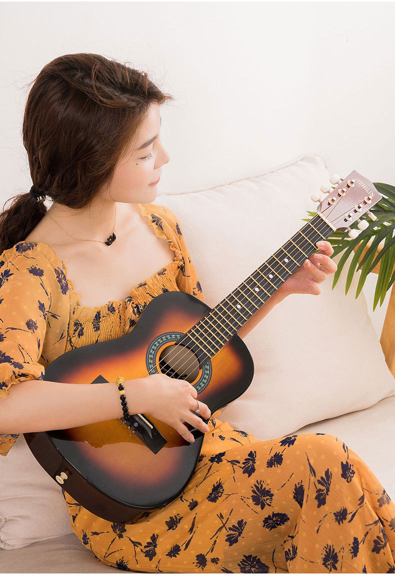 A complete set of 30-inch and 36-inch rounded corner acoustic guitars for students, beginners, and novice acoustic guitars to start practicing pic 20
