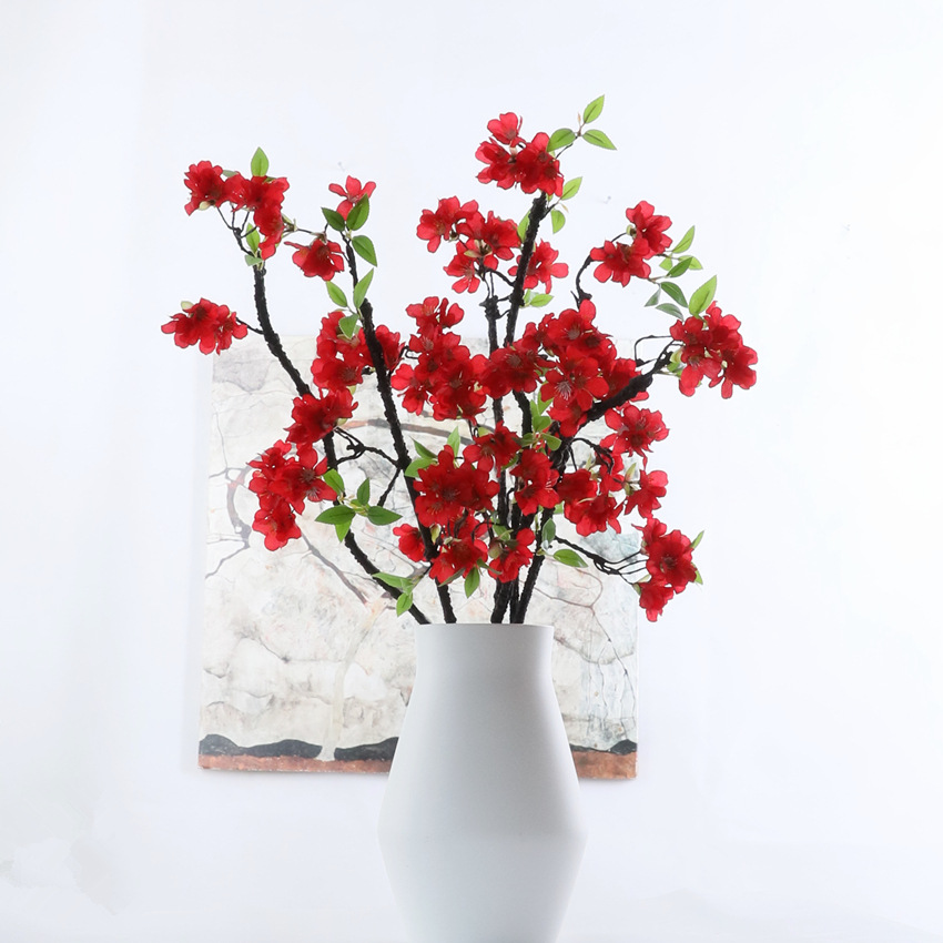 Red plum blossoms, artificial flowers, large foam branches, cherry blossoms, silk flowers, soft furnishings, home decoration, scene arrangement, artificial plants, ecological beautification of space pic 10