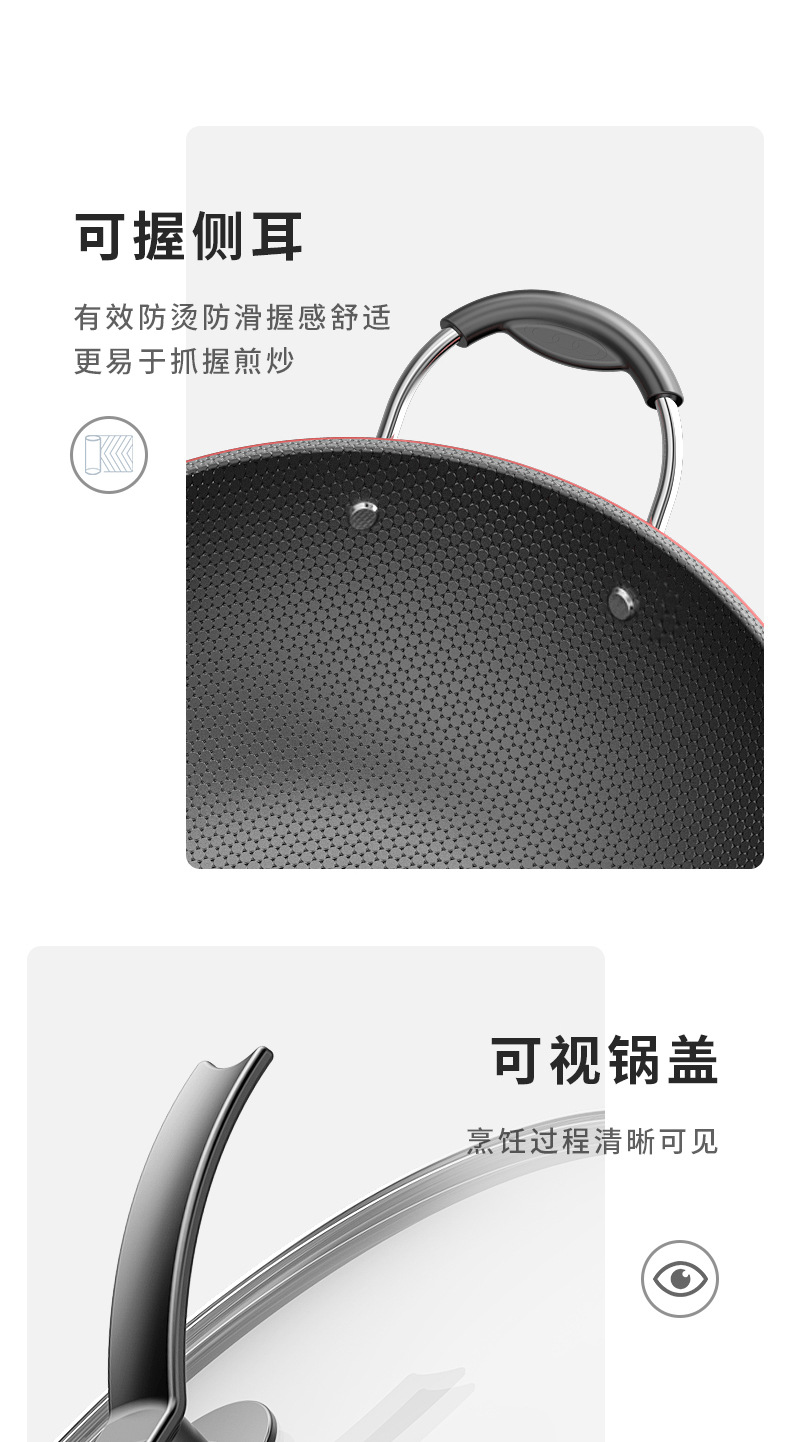 【 Factory Wholesale 】 Complete range of honeycomb non-stick pans, frying pans, flat-bottomed iron pans, household cooking pans, gift cookware pic 18