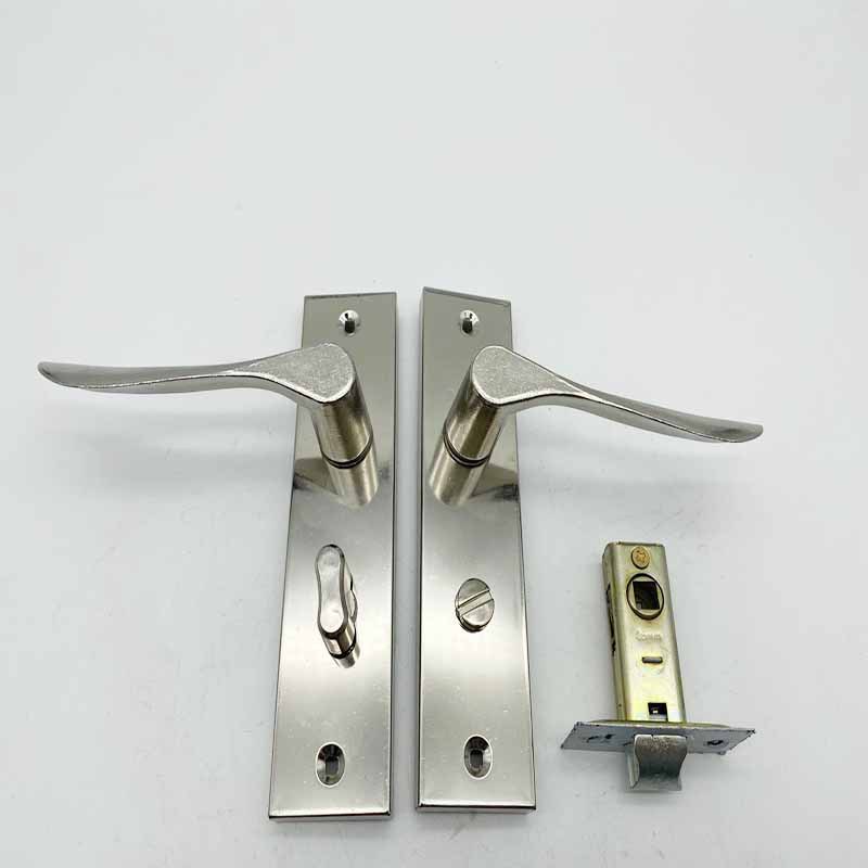 Titanium-magnesium alloy aluminum alloy kitchen, toilet, washroom and bathroom door lock, single-tongue keyless, 125-hole pitch pic 2