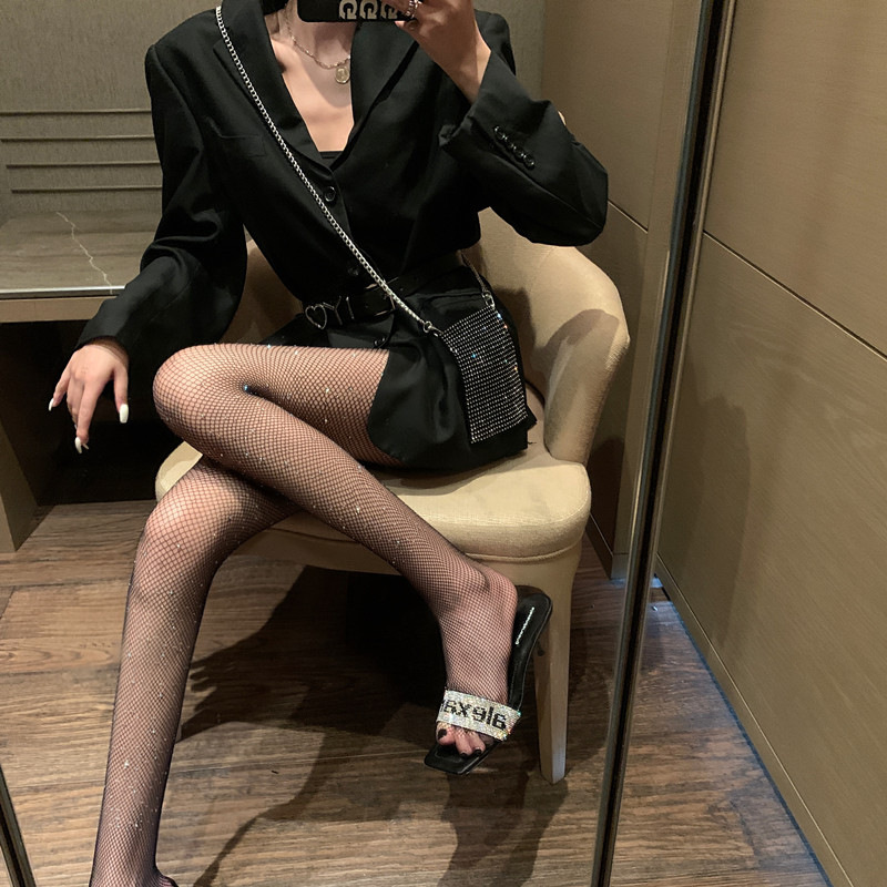烫钻网袜连裤袜性感镂空渔网黑丝袜女潮夏季薄款防勾丝网红打底袜详情3