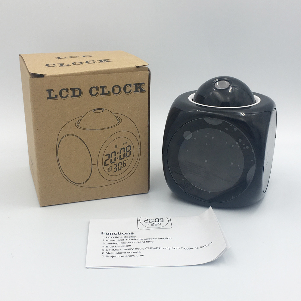 New multi-functional English projection clock, LED light projection alarm clock, voice announcement clock projection clock pic 22