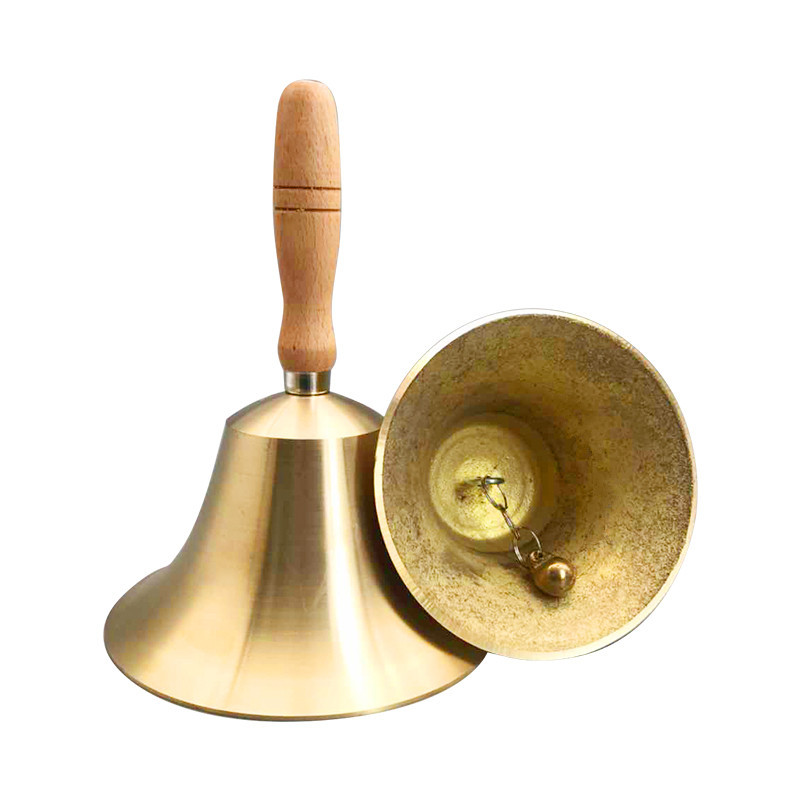 木铃铛课铃 圣诞铃宠物铃 木柄手摇铃铜铃铛 老人呼叫铃6个尺寸铃