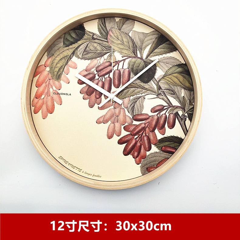 Japanese-style simple wall clock with large font, living room wooden clock, dining room bedroom modern silent round clock, solid wood frame pic 33