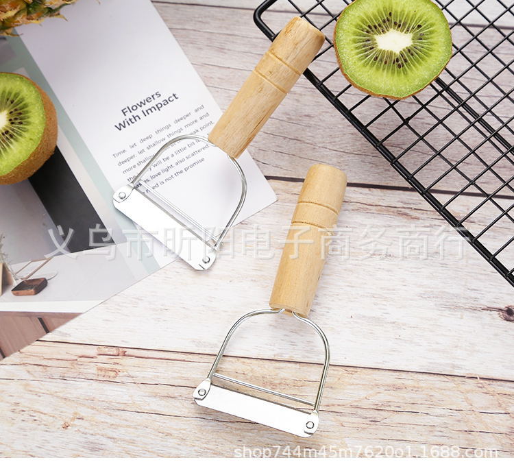 Wooden handle peeler, stainless steel knife, fruit peeler, potato and apple peeler, peeling knife, household old-fashioned peeler pic 14