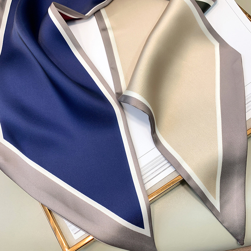 韩国时尚波点细窄长条丝巾女仿真丝斜角春夏领巾发带绑包详情67