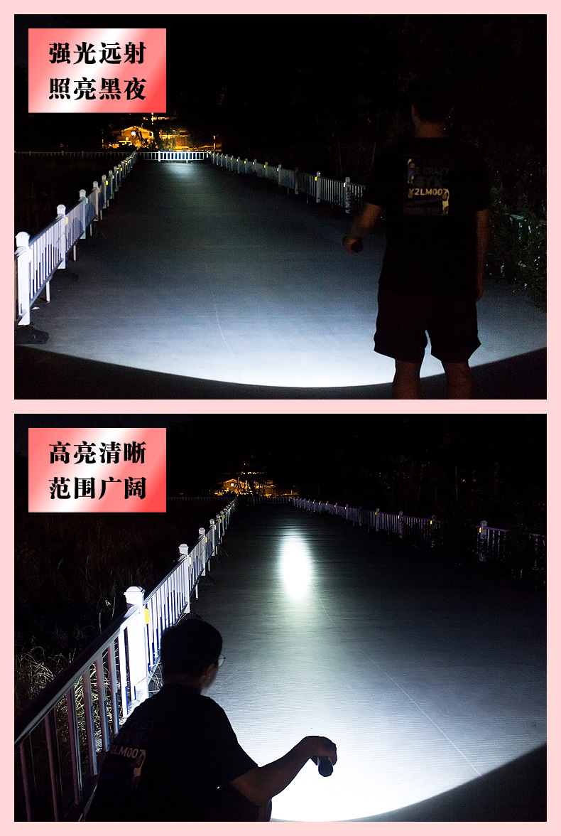 Rechargeable LED high-intensity flood control and fire emergency flashlight, waterproof outdoor camping large and small household appliance flashlight pic 12