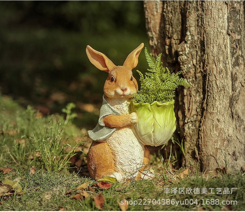 Cross-border supply, little Rabbit outdoor garden ornaments, potted plants, landscaping, bonsai sculptures, decorative items, resin handicrafts pic 7