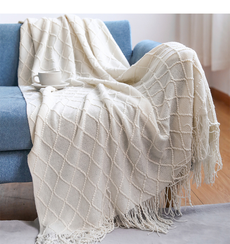 Knitted blanket, sofa blanket, cover blanket, fringed thin blanket, office air conditioning blanket, bay window blanket, summer nap blanket, small blanket pic 36