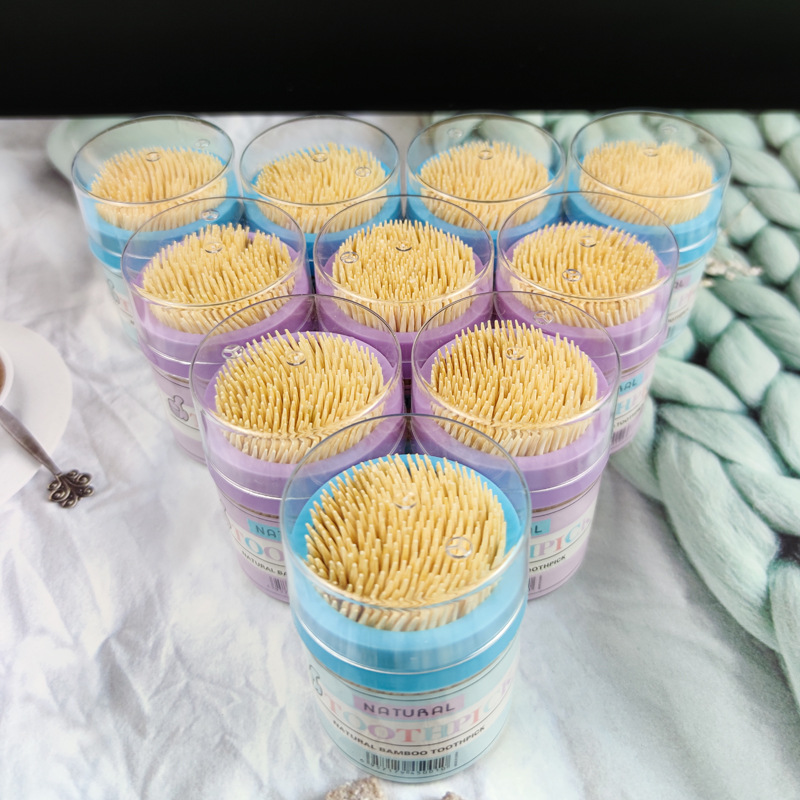 牙签300支装 家居日用百货圆筒装双头竹制一次性牙签地毯牙签果签详情8