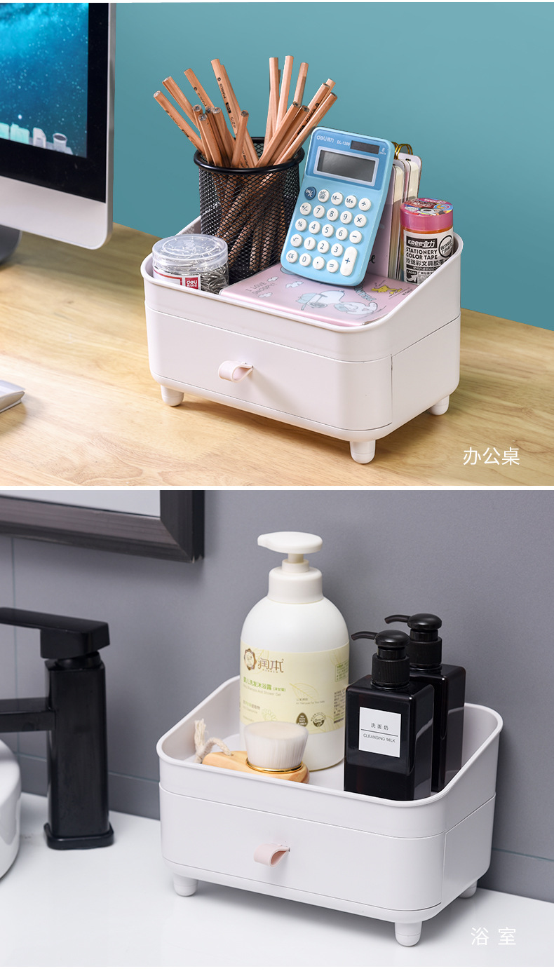Plastic desktop cosmetic storage box, dust-proof and organizing cosmetic box, creative sundries storage box, desktop storage box pic 11