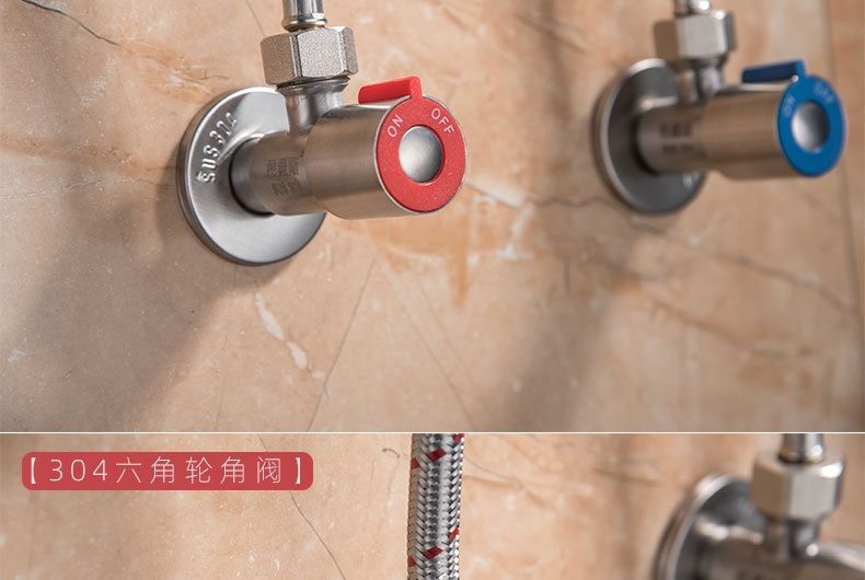 Ximans 304 stainless steel Angle valve, all-copper Angle valve, water heater water stop switch valve, 4-minute DN15 ceramic core pic 11