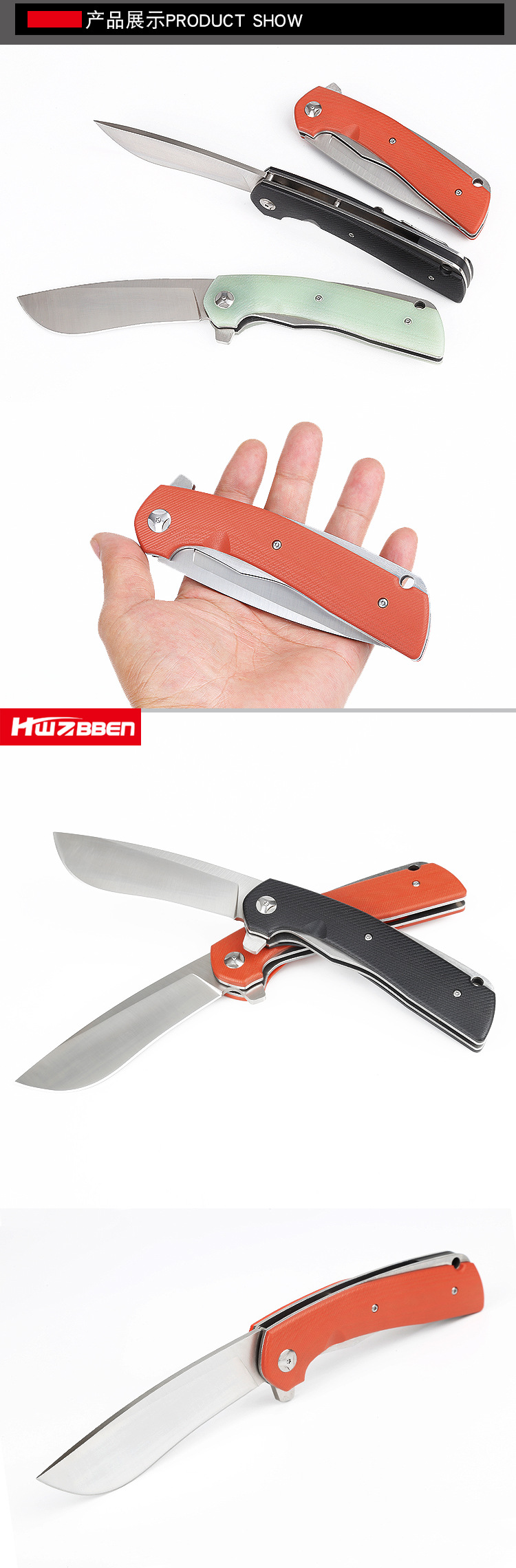 In-stock batch folding knife outdoor D2 steel blade stainless steel multi-functional folding knife G10 handle small knife portable and convenient edc pic 9