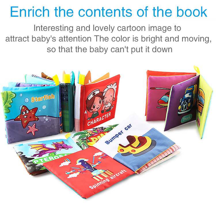 Amazon cross-border 3D baby cloth books, early education toys, English palm books, animal number recognition baby cloth books pic 66