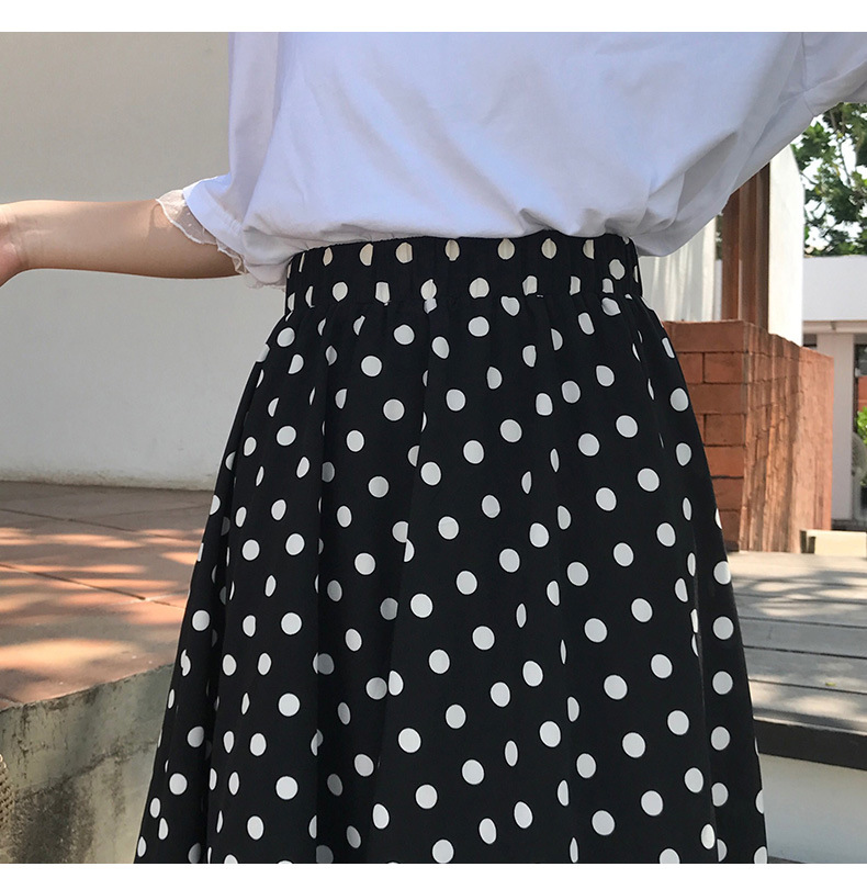 Spring/Summer polka dot skirt 2023 new style Versatile high-waisted fairy dress, fashionable long dress, thin umbrella dress pic 4