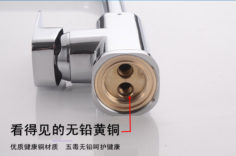 All-copper hot and cold water faucets, kitchen countertop, vegetable basin, single-cooling stainless steel sink head, washbasin, and rotatable pic 7