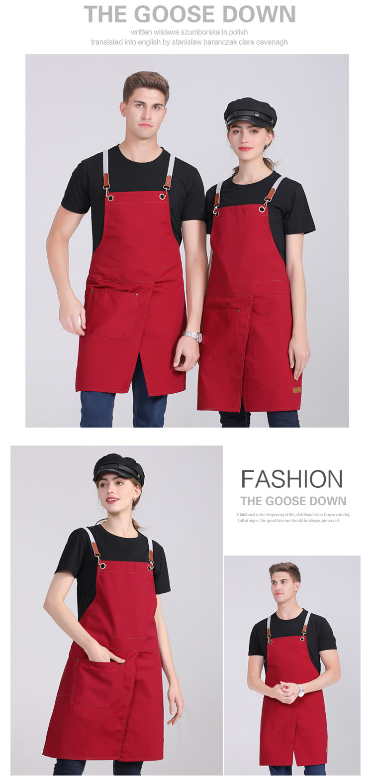 Wholesale canvas aprons for coffee shops, Western restaurants, manicures, beauty treatments, paintings, denim halter-neck aprons, and work aprons pic 9