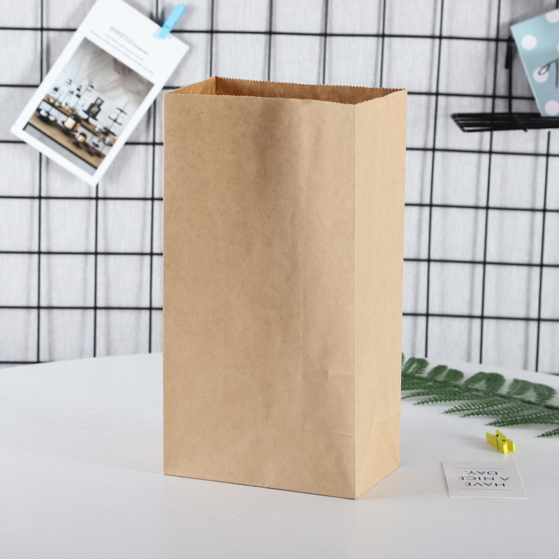 Disposable coated oil-proof paper bags, storage paper bags, takeout bags for catering, bread and hamburger paper bags, kraft paper packing bags pic 10