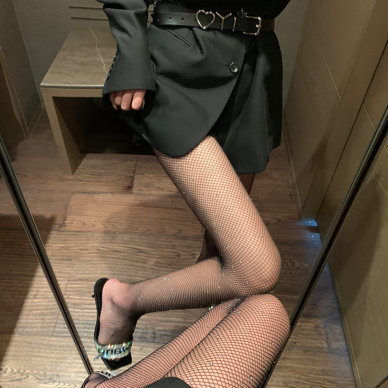烫钻网袜连裤袜性感镂空渔网黑丝袜女潮夏季薄款防勾丝网红打底袜详情10