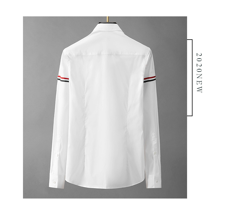 秦弩双袖TB织带男士长袖创意款高端休闲免烫织带打底长袖衬衫详情10