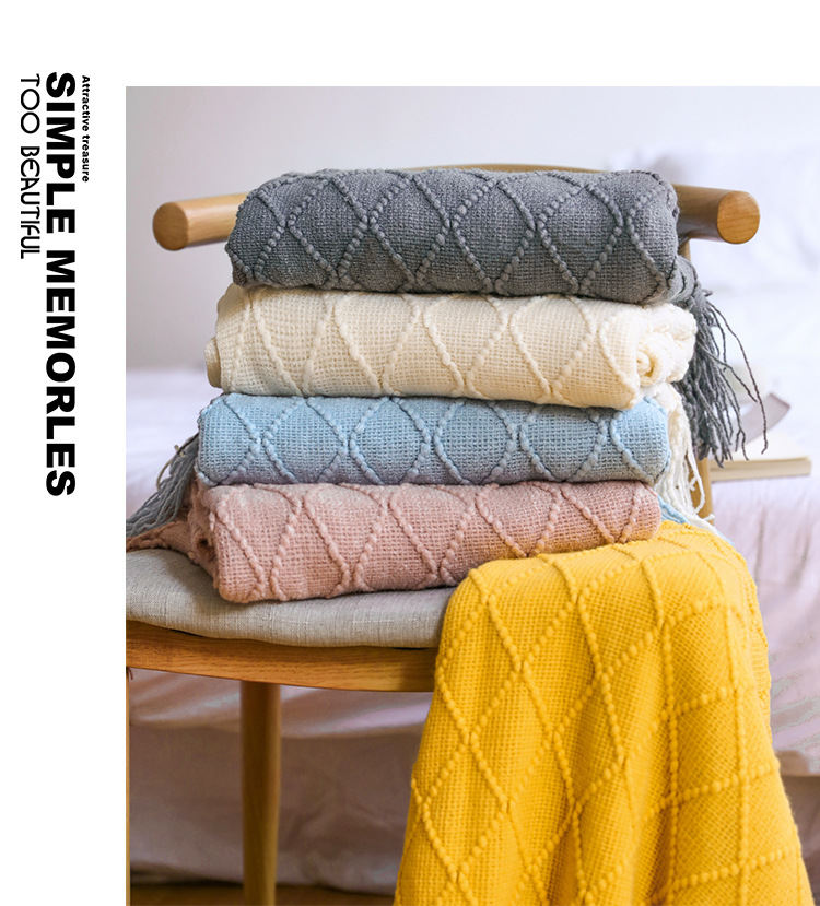 Knitted blanket, sofa blanket, cover blanket, fringed thin blanket, office air conditioning blanket, bay window blanket, summer nap blanket, small blanket pic 30