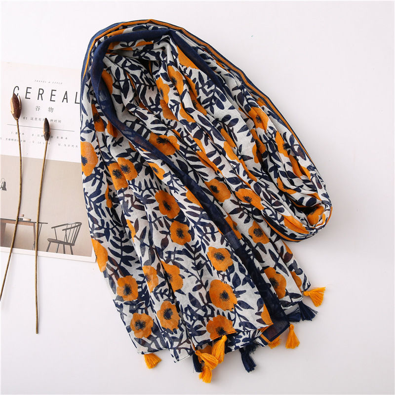 Japanese-style artistic and fresh cotton and linen scarf, retro patchwork Bohemian cashew print silk scarf, beautiful sun protection scarf, whisker, Korean cotton dense Bali gauze scarf shawl pic 16