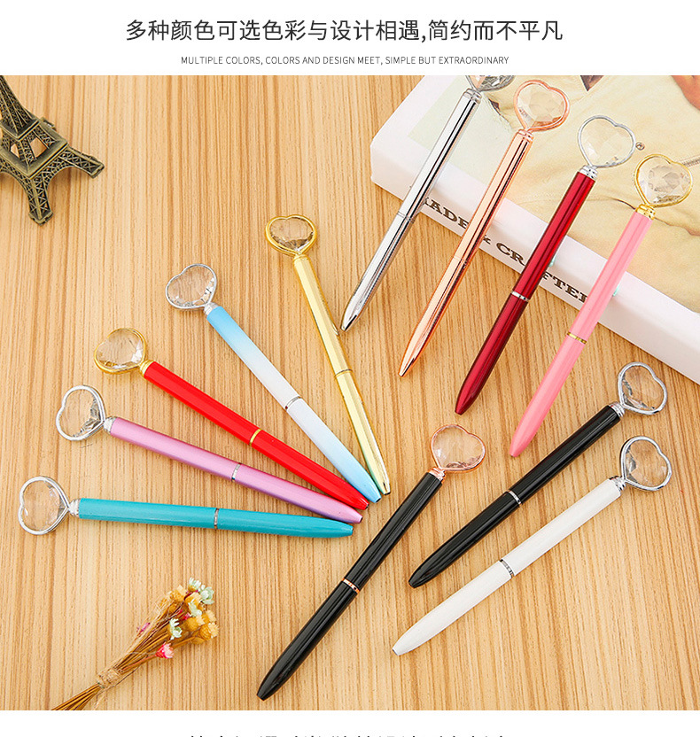 Heart-shaped diamond pen, large diamond pen, large diamond pen, metal ballpoint pen, advertising pen, gift pen pic 8